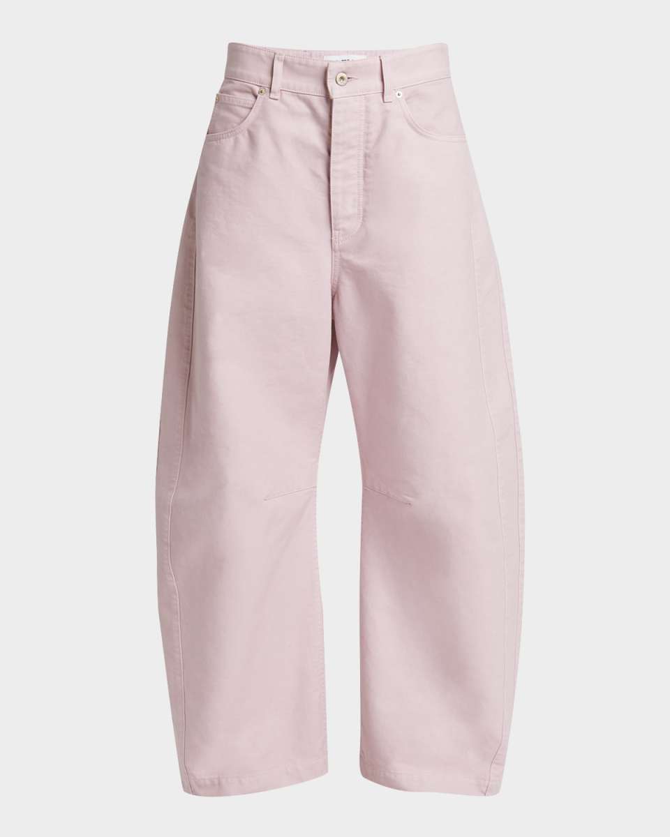 Barrel Pleated Wide-Leg Ankle Trousers